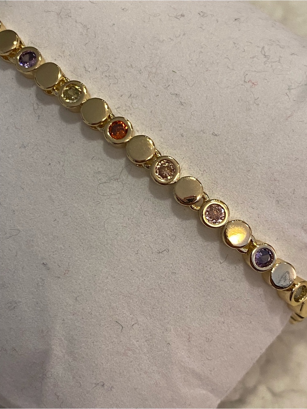 Gold-tone Multicolor Gemstone Station Bracelet